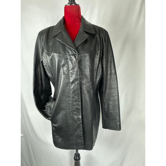Nine West Womens Leather Jacket Size Large supple exquisite Y2K style car coat - Picture 1 of 16